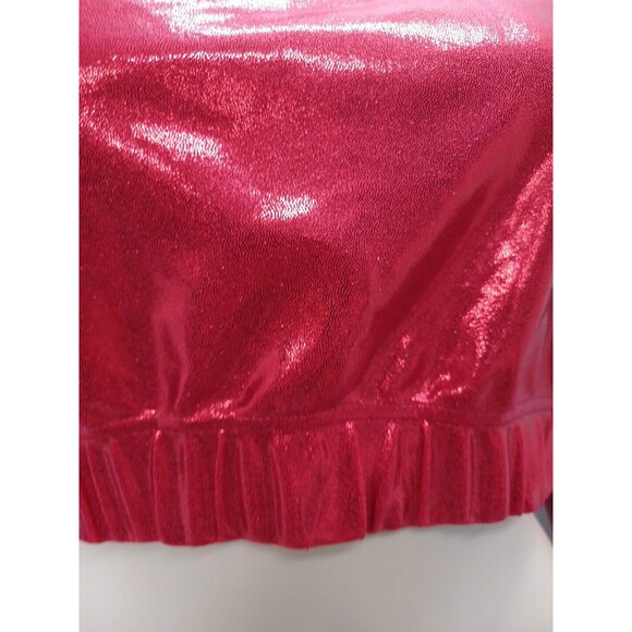 GTM Sportswear Mock Neck Long Sleeve Crop Top Red Shinny Youth L NWT - Picture 3 of 10